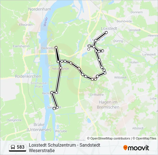 583 Bus Line Map