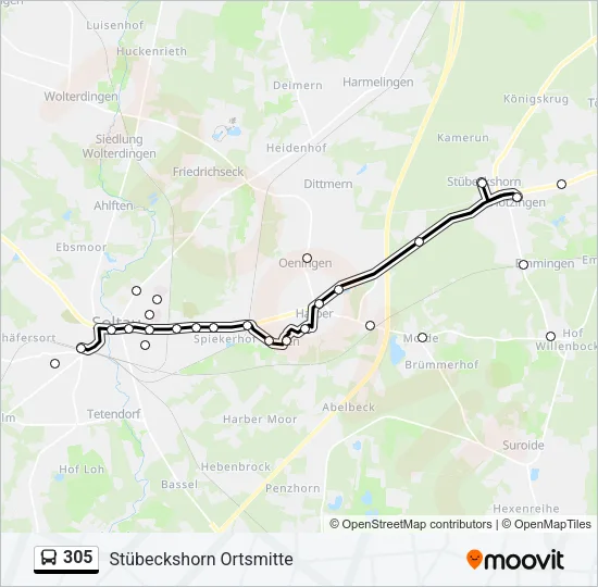305 Bus Line Map