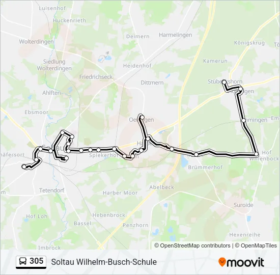 305 Bus Line Map