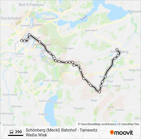 Автобус 390: карта маршрута