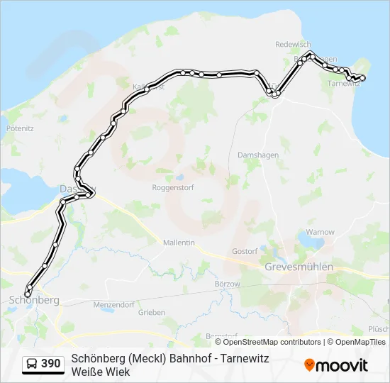 Автобус 390: карта маршрута