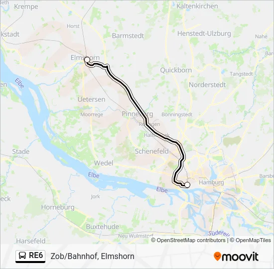 Автобус RE6: карта маршрута