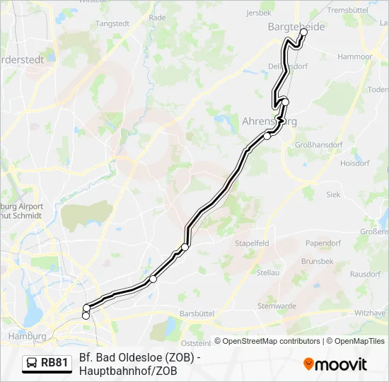Автобус RB81: карта маршрута