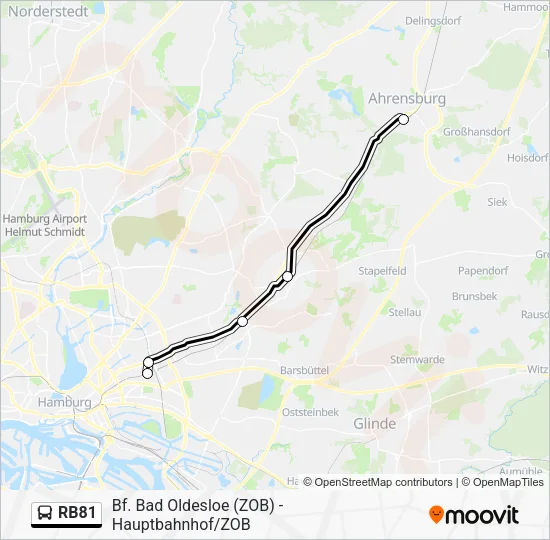 Автобус RB81: карта маршрута