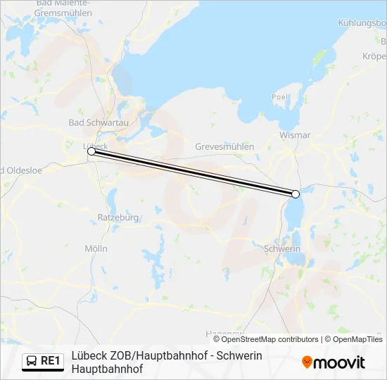 Автобус RE1: карта маршрута