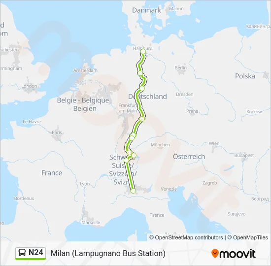 Автобус N24: карта маршрута