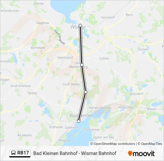 Автобус RB17: карта маршрута