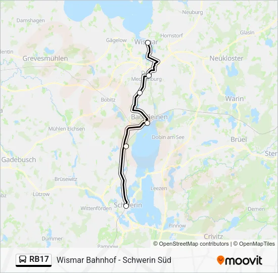 Автобус RB17: карта маршрута