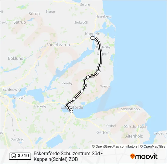 Автобус X710: карта маршрута