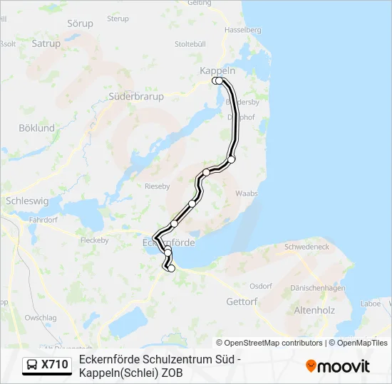 Автобус X710: карта маршрута