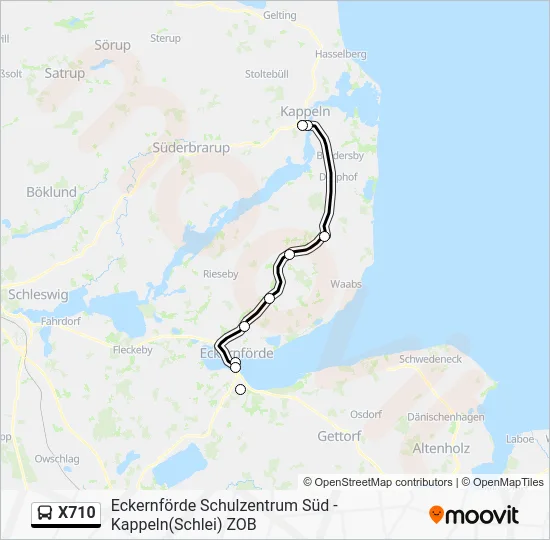 Автобус X710: карта маршрута