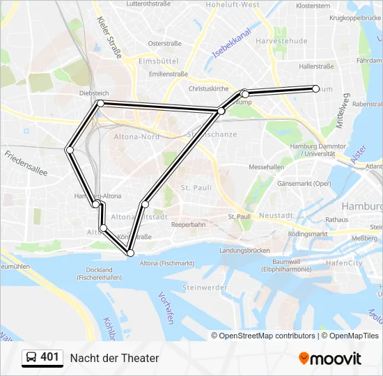 Автобус 401: карта маршрута
