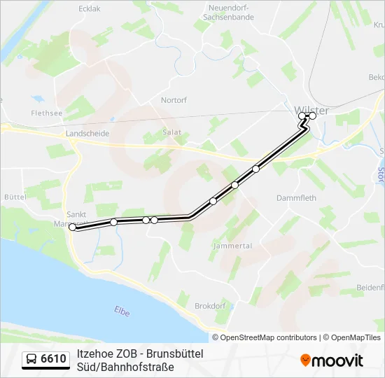 Автобус 6610: карта маршрута