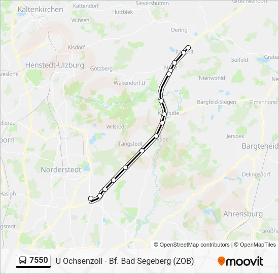 Автобус 7550: карта маршрута