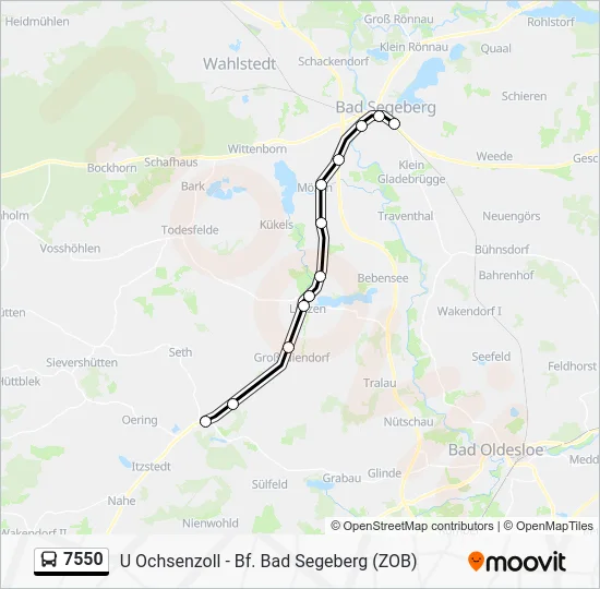 Автобус 7550: карта маршрута