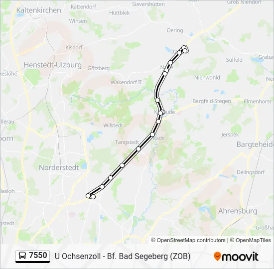 Автобус 7550: карта маршрута