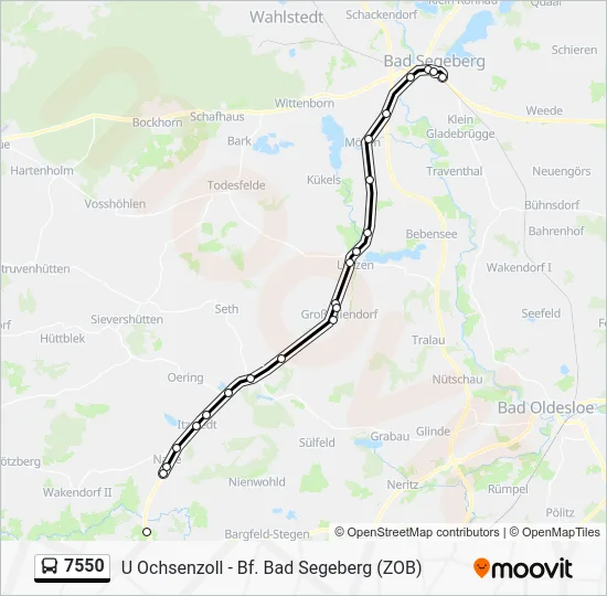 Автобус 7550: карта маршрута