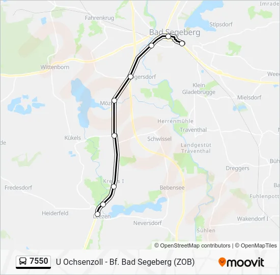 Автобус 7550: карта маршрута