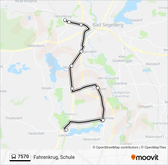 Автобус 7570: карта маршрута