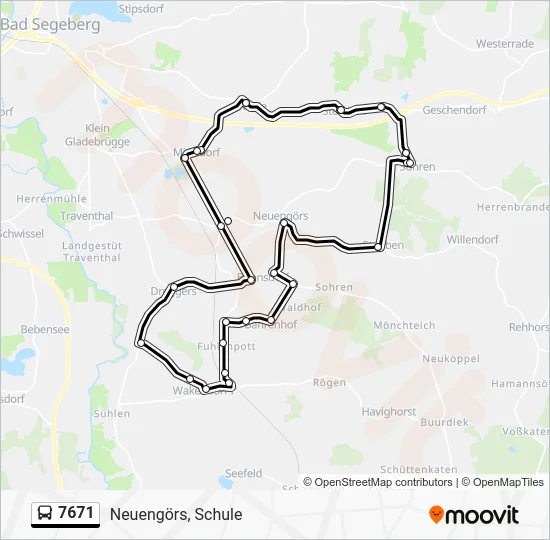 Автобус 7671: карта маршрута