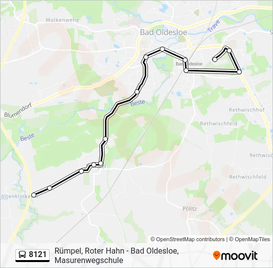 Автобус 8121: карта маршрута