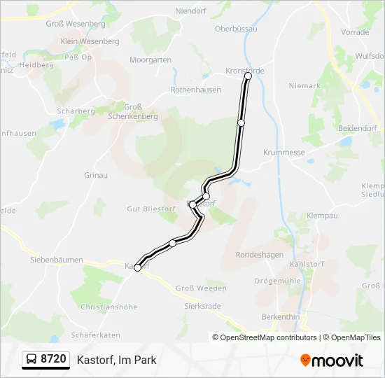 Автобус 8720: карта маршрута