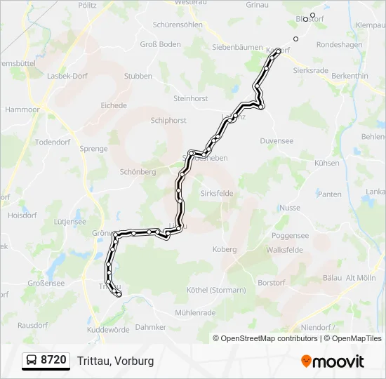 Автобус 8720: карта маршрута