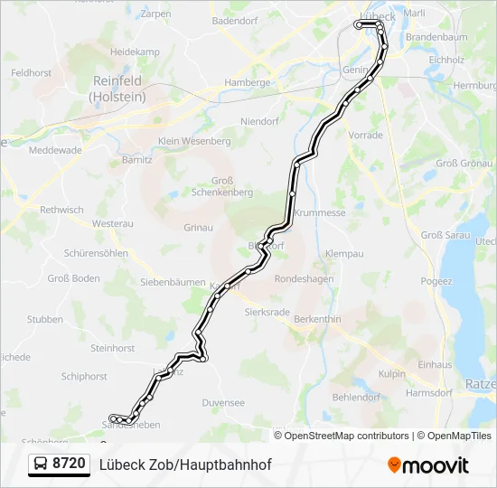 Автобус 8720: карта маршрута