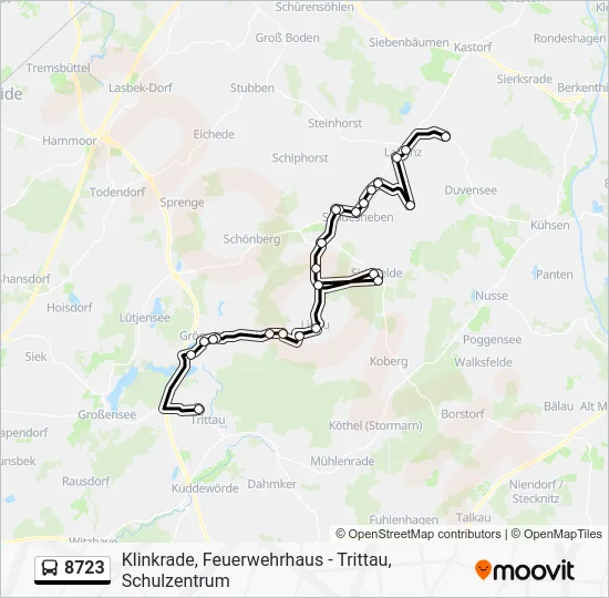 Автобус 8723: карта маршрута