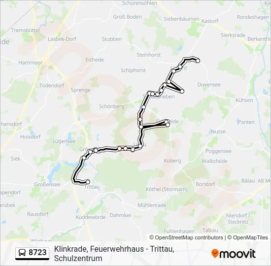 Автобус 8723: карта маршрута