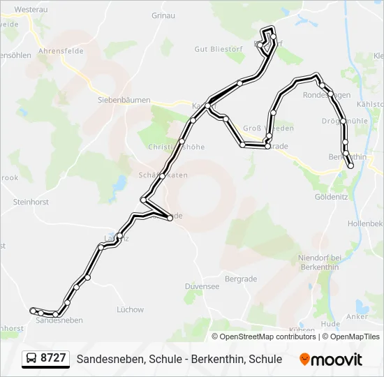 Автобус 8727: карта маршрута