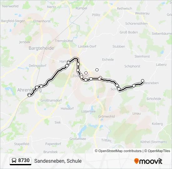 Автобус 8730: карта маршрута