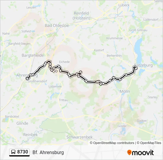 Автобус 8730: карта маршрута