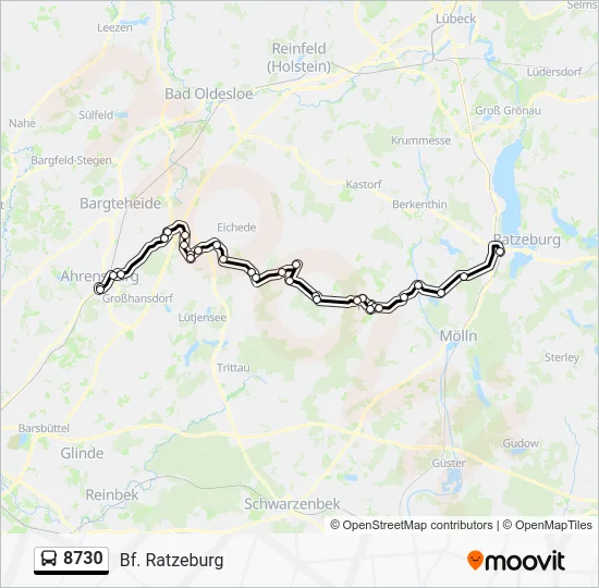 Автобус 8730: карта маршрута