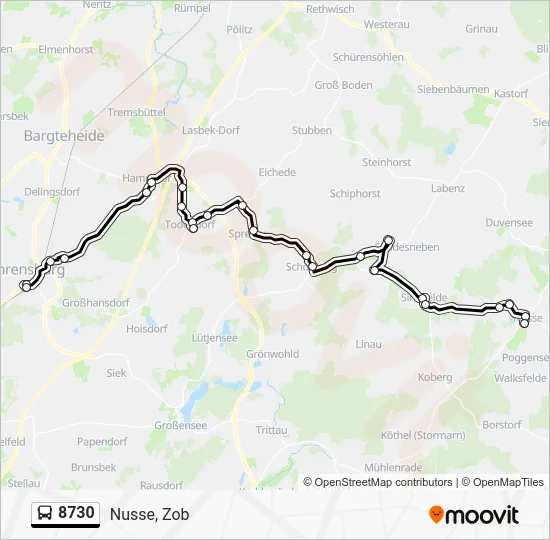 Автобус 8730: карта маршрута