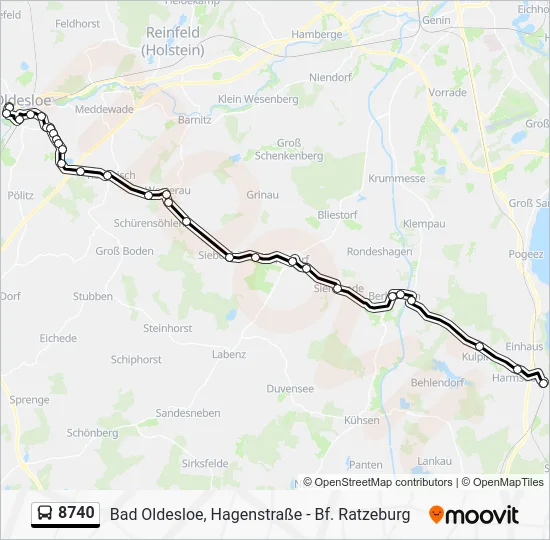 Автобус 8740: карта маршрута