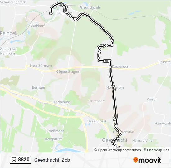 Автобус 8820: карта маршрута