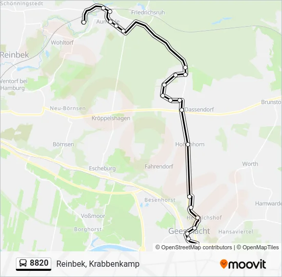 Автобус 8820: карта маршрута