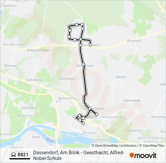 Автобус 8821: карта маршрута