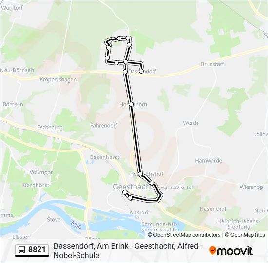 Автобус 8821: карта маршрута