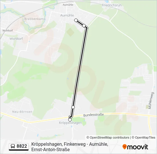 Автобус 8822: карта маршрута