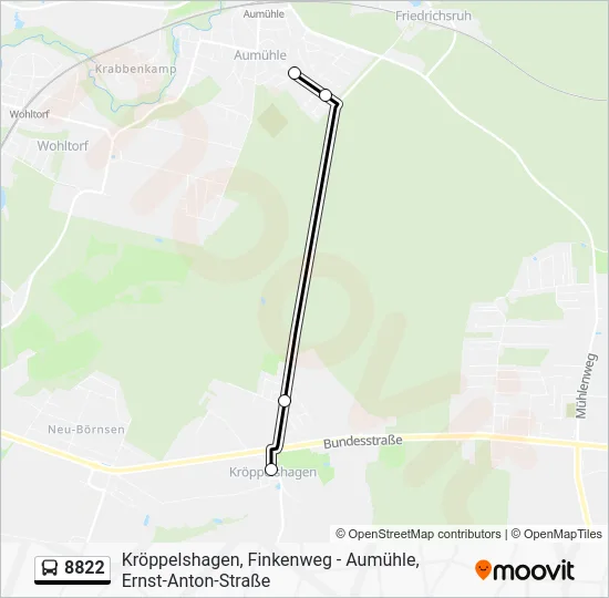 Автобус 8822: карта маршрута