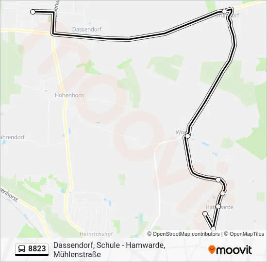 Автобус 8823: карта маршрута