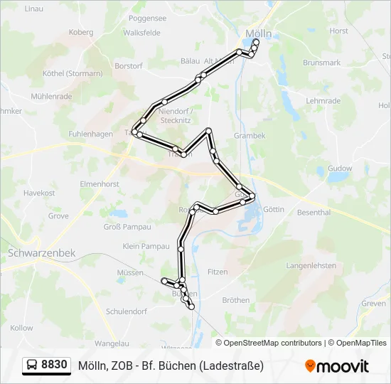 Автобус 8830: карта маршрута