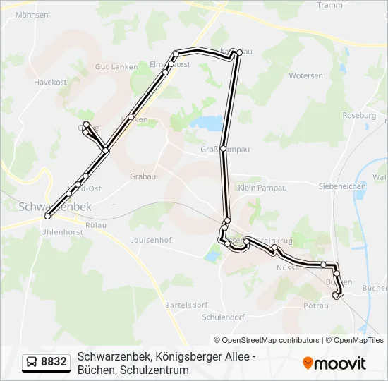 Автобус 8832: карта маршрута
