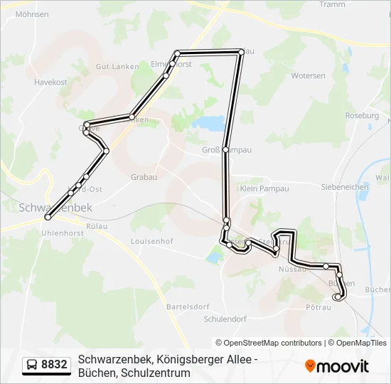 Автобус 8832: карта маршрута