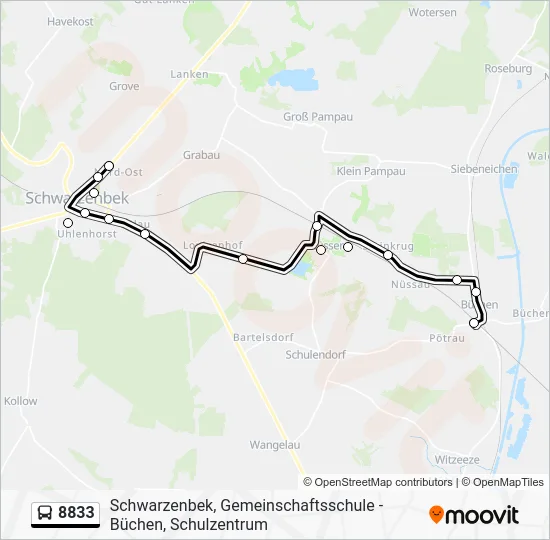 Автобус 8833: карта маршрута