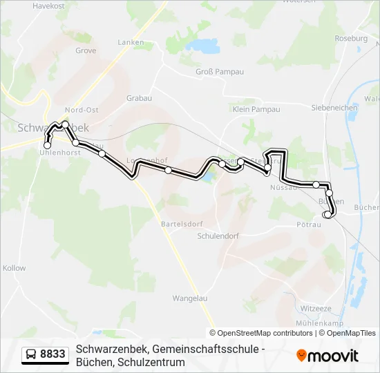 Автобус 8833: карта маршрута