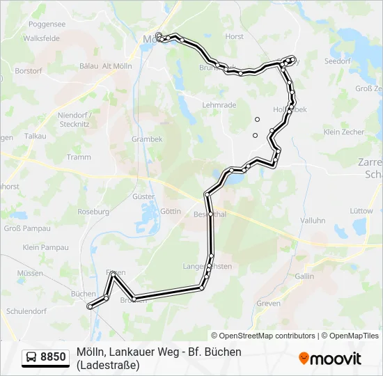 Автобус 8850: карта маршрута