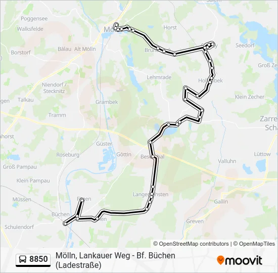 Автобус 8850: карта маршрута
